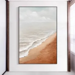 Handpainted Large Wall Art Abstract Ocean Painting 3D Ocean Texture Painting Ocean Waves Painting Original Ocean Art Original Beach Home Decor Stretched Frame Ready to Hang