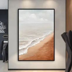 Handpainted Large Wall Art Abstract Ocean Painting 3D Ocean Texture Painting Ocean Waves Painting Original Ocean Art Original Beach Home Decor Stretched Frame Ready to Hang