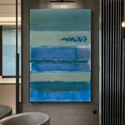 Handpainted Sky Blue Mark Rothko Canvas Painting Abstract Art Decor Modern Wall Art Contemporary Painting Home Decor Gift Stretched Frame Ready to Hang