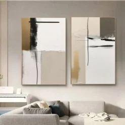 Handpainted White Nordic Painting Large Canvas Paintings Beige Texture Wall Art white Abstract Art Living Room Decor No Frame