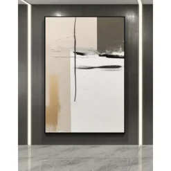 Handpainted White Nordic Painting Large Canvas Paintings Beige Texture Wall Art white Abstract Art Living Room Decor No Frame