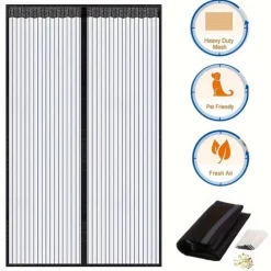 Hands-Free Magnetic Screen Door, Self-Sealing for Bug Prevention, Kid & Pet Friendly, Heavy Duty for High-Traffic Areas