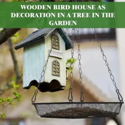 Hanging Bird Feeder, Outdoor Garden Metal Mesh Bird Dining Dish, Suspended Bird Feeding Tray for Yard, Patio, Backyard