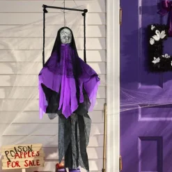 Hanging Ghost Decoration Creepy Lace Fabric Pendant for Halloween Bar and Decor for Parties Lightweight and Scary Design