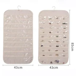 Hanging Jewelry Organizer Storage With Pocket Double Sided 80Grids Necklace Bracelet Earring Jewelry Display Organizer