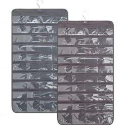 Hanging Jewelry Organizer Bag with 80 Pockets - Double-Sided Rotating Hook for Necklaces, Earrings, Dust-Proof Wall-Mounted Display Pouch for Accessories