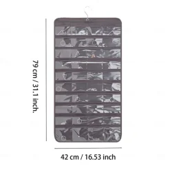 Hanging Jewelry Organizer Bag with 80 Pockets - Double-Sided Rotating Hook for Necklaces, Earrings, Dust-Proof Wall-Mounted Display Pouch for Accessories