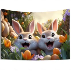Hanging Tapestry Wall Art Large Tapestry Bunny Animal Mural Decor Photograph Backdrop Blanket Curtain Home Bedroom Living Room Decoration