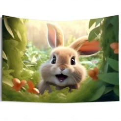Hanging Tapestry Wall Art Large Tapestry Bunny Animal Mural Decor Photograph Backdrop Blanket Curtain Home Bedroom Living Room Decoration