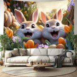 Hanging Tapestry Wall Art Large Tapestry Bunny Animal Mural Decor Photograph Backdrop Blanket Curtain Home Bedroom Living Room Decoration