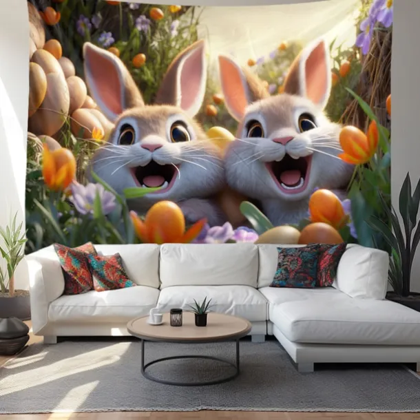 Hanging Tapestry Wall Art Large Tapestry Bunny Animal Mural Decor Photograph Backdrop Blanket Curtain Home Bedroom Living Room Decoration