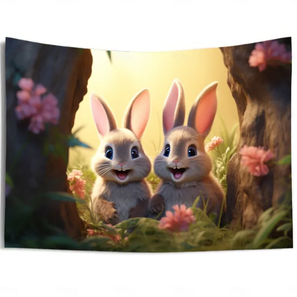 Hanging Tapestry Wall Art Large Tapestry Bunny Animal Mural Decor Photograph Backdrop Blanket Curtain Home Bedroom Living Room Decoration