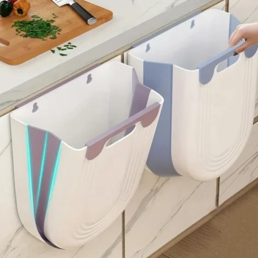 Hanging Trash Can, Kitchen Waste Bin For Cabinet Hanging, Collapsible Hanging Small Garbage Can, Rubbish Container For Cabinet/Car/Bedroom/Bathroom