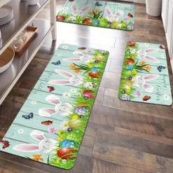 Happy Easter Bunny Area Rug Kitchen Mat Non-Slip Oil Proof Floor Mat Livingroom Rug Indoor Outdoor Mat Bedroom Decor Bathroom Mat Entrance Rug Door Mat