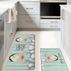 Happy Easter Bunny Area Rug Kitchen Mat Non-Slip Oil Proof Floor Mat Livingroom Rug Indoor Outdoor Mat Bedroom Decor Bathroom Mat Entrance Rug Door Mat
