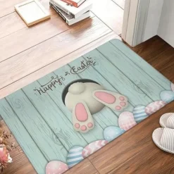 Happy Easter Bunny Area Rug Kitchen Mat Non-Slip Oil Proof Floor Mat Livingroom Rug Indoor Outdoor Mat Bedroom Decor Bathroom Mat Entrance Rug Door Mat
