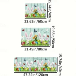 Happy Easter Bunny Area Rug Kitchen Mat Non-Slip Oil Proof Floor Mat Livingroom Rug Indoor Outdoor Mat Bedroom Decor Bathroom Mat Entrance Rug Door Mat