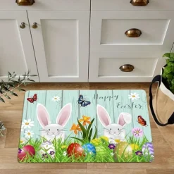 Happy Easter Bunny Area Rug Kitchen Mat Non-Slip Oil Proof Floor Mat Livingroom Rug Indoor Outdoor Mat Bedroom Decor Bathroom Mat Entrance Rug Door Mat