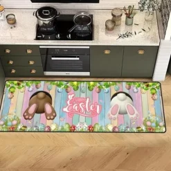 Happy Easter Bunny Area Rug Kitchen Mat Non-Slip Oil Proof Floor Mat Livingroom Rug Indoor Outdoor Mat Bedroom Decor Bathroom Mat Entrance Rug Door Mat