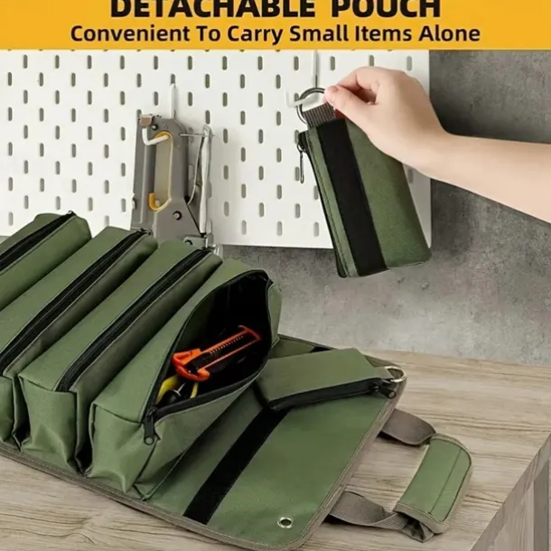 Hardware Tool Roll Storage Bag, Oxford Cloth Tool Pouch, Crossbody & Carry Tool Organizer, Vehicle Tool Storage Roll