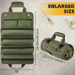 Hardware Tool Roll Storage Bag, Oxford Cloth Tool Pouch, Crossbody & Carry Tool Organizer, Vehicle Tool Storage Roll
