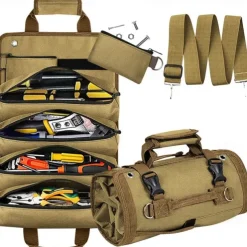 Hardware Tool Roll Storage Bag, Oxford Cloth Tool Pouch, Crossbody & Carry Tool Organizer, Vehicle Tool Storage Roll