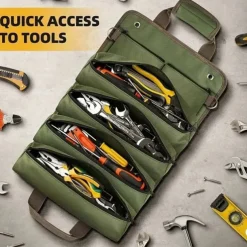 Hardware Tool Roll Storage Bag, Oxford Cloth Tool Pouch, Crossbody & Carry Tool Organizer, Vehicle Tool Storage Roll