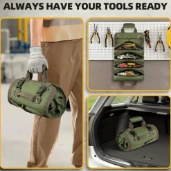 Hardware Tool Roll Storage Bag, Oxford Cloth Tool Pouch, Crossbody & Carry Tool Organizer, Vehicle Tool Storage Roll