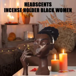 Head Incense Burner Black Woman, Black Lady Head Scents Burner Black Women Head, Head Incense Burner Black Woman,Headscents Incense Holder for Various Environments