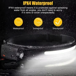 Headlamp Rechargeable 230 Wide Beam Head Lamp LED with Motion Sensor for Adults - Camping Accessories Gear Waterproof Head Light Flashlight for Hiking Running Repairing Fishing Cycling