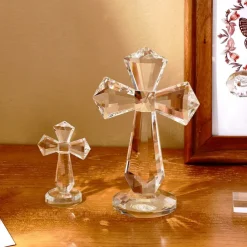 Heart Angel and Cross Prism Crystal Ornament, Decorative Sun Catcher, Glass Desk and Window Decor for Office, Study, and Display Window