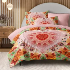 Heart Bohemian Duvet Cover Set 100% Cotton Soft and Breathable Bedding Featuring Prints Lightweight and Durable Quilt Cover Comfortable for All Seasons Easy to Care