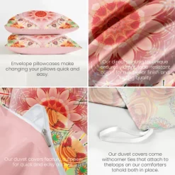 Heart Bohemian Duvet Cover Set 100% Cotton Soft and Breathable Bedding Featuring Prints Lightweight and Durable Quilt Cover Comfortable for All Seasons Easy to Care