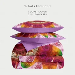 Heart Bohemian Duvet Cover Set 100% Cotton Soft and Breathable Bedding Featuring Prints Lightweight and Durable Quilt Cover Comfortable for All Seasons Easy to Care