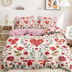 Heart Pattern Duvet Cover Set Set Soft 3-Piece Luxury Cotton Bedding Set Home Decor Gift Twin Full King Queen Size Duvet Cover