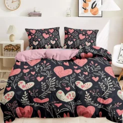 Heart Pattern Duvet Cover Set Set Soft 3-Piece Luxury Cotton Bedding Set Home Decor Gift Twin Full King Queen Size Duvet Cover