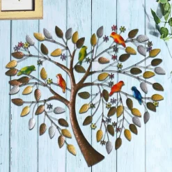 Heart Shape Family Tree Metal Wall Decor Tree of Life Metal Wall Art Bird Ornament Home Bedroom Living Room Window Decoration