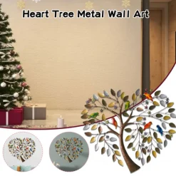 Heart Shape Family Tree Metal Wall Decor Tree of Life Metal Wall Art Bird Ornament Home Bedroom Living Room Window Decoration