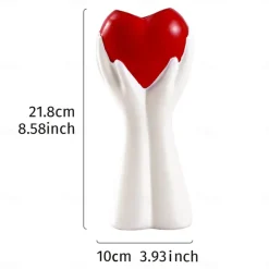 Heart-Shaped Handheld Vase, Resin Material, Artistic Human Design, Unique Modern Decorative Flower Vase, Centerpiece for Dining Table, Wedding, and Living Room Decor