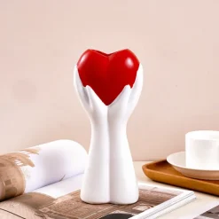 Heart-Shaped Handheld Vase, Resin Material, Artistic Human Design, Unique Modern Decorative Flower Vase, Centerpiece for Dining Table, Wedding, and Living Room Decor