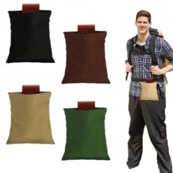 Heavy Duty Canvas Foraging Waist Bag - Portable Outdoor Gathering Pouch with Adjustable Belt