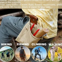 Heavy Duty Canvas Foraging Waist Bag - Portable Outdoor Gathering Pouch with Adjustable Belt