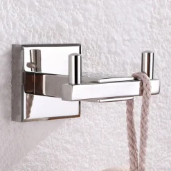 Heavy Duty Double Robe Hook Wall Mount Stainless Steel Hand Towel Hooks for Bathrooms, Mirror Polish