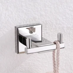 Heavy Duty Double Robe Hook Wall Mount Stainless Steel Hand Towel Hooks for Bathrooms, Mirror Polish