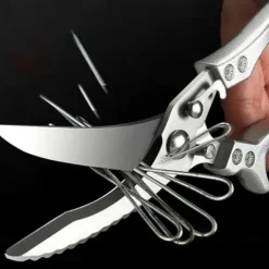 Heavy Duty Stainless Steel Bone-Cut Scissors, Kitchen Shears for Cutting Chicken, Poultry, Meat, Sharp Multipurpose Food Scissors for Home Cooking