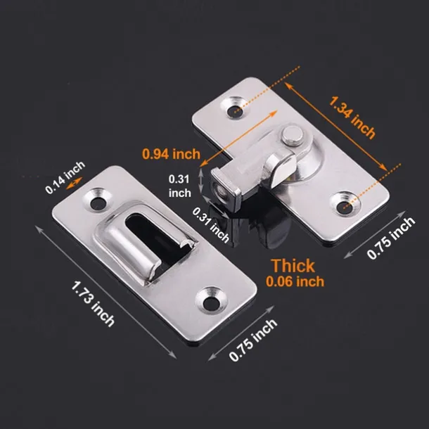 Heavy-Duty 304 Stainless Steel Door Lock Latch, 90 Degree Buckle flip Latch Right Angle Door Latch Lock Lever Latch Heavy Duty Safety Door Lock