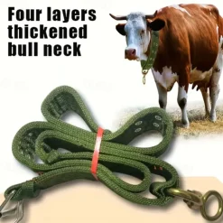 Heavy-Duty Canvas Livestock Halter, Four-Layer Reinforced Cow Neck Yoke, Strong Canvas Collar with Rope and Bolt for Cows, Sheep, Dogs, and Horses