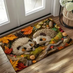 Hedgehog Forest Mushroom Doormat Kitchen Mat Floor Mat Non-Slip Area Rug Oil Proof Rug Indoor Outdoor Mat Bedroom Decor Bathroom Mat Entrance Rug