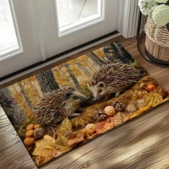 Hedgehog Forest Mushroom Doormat Kitchen Mat Floor Mat Non-Slip Area Rug Oil Proof Rug Indoor Outdoor Mat Bedroom Decor Bathroom Mat Entrance Rug