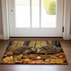 Hedgehog Forest Mushroom Doormat Kitchen Mat Floor Mat Non-Slip Area Rug Oil Proof Rug Indoor Outdoor Mat Bedroom Decor Bathroom Mat Entrance Rug